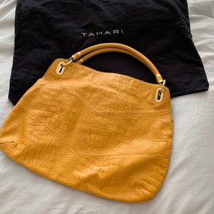 Tahari leather yellow tote multiway ware crossbody